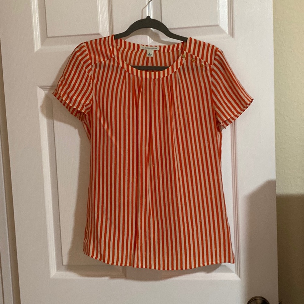 orange and white blouse